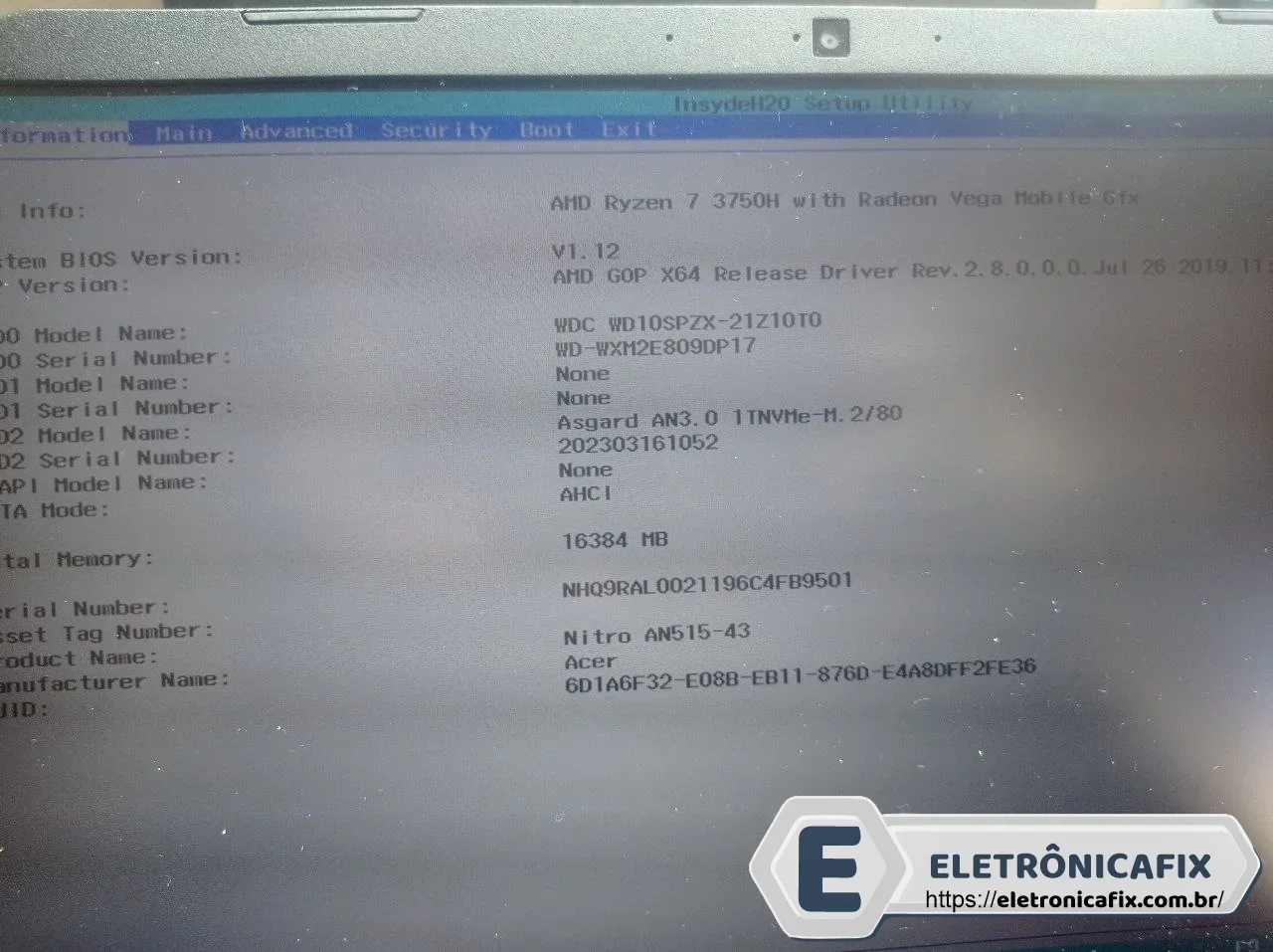 Acer Nitro AN515-34  AMD RYZEN 7 3750H RADEON V1.12 - FH500 FH50Q LA-J621P REV1.0  Original SVOD3